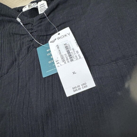 Women’s Roxy Black Top Blouse NWT peplum Size X-Large Xl - Picture 3 of 7